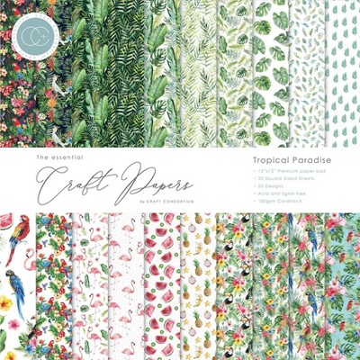 Craft Consortium Double-Sided Paper Pad 12"X12" 30/Pkg-Tropical Paradise, 20 Designs