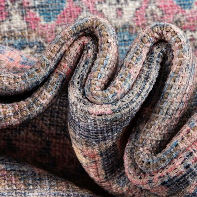 Blue Square Flat Woven Reversible Washable Area Rug