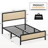 Queen Platform Bed Frame, Metal Bed Frame with Rattan Headboard and Footboard, Noise Free Queen Size Bed Frame, No Box Spring Needed - 3 of 4