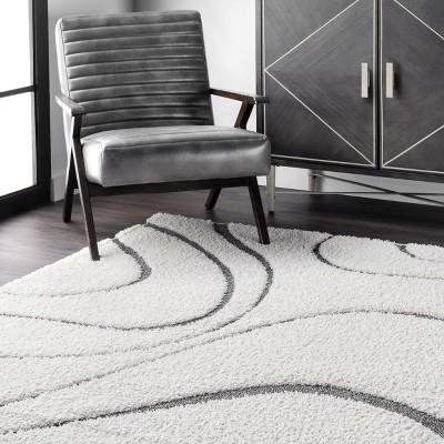 Reversible Beige Shag Rectangular Area Rug with Easy Care