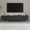 Modern TV Stand for 75 Inch TV with Wave Pattern Doors and Golden Metal Leg,Media Console Cabinet for Living Room-Baofuwish - 2 of 4