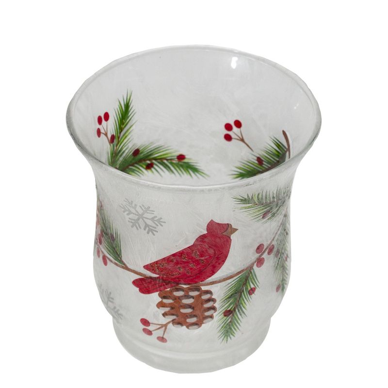 Northlight 2.75" Hand Painted Christmas Cardinal and Pine Flameless Glass Candle Holder, 3 of 7