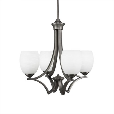 Toltec Lighting Zilo 4 - Light Chandelier in  Graphite with 5" White Linen  Shade