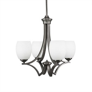 Toltec Lighting Zilo 4 - Light Chandelier in  Graphite with 5" White Linen  Shade - 1 of 1