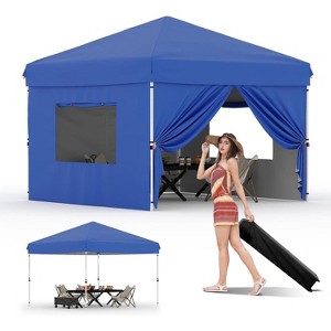 10X10FT Instant Pop Up Canopy Tent with 4 Side Walls, Heavy Duty Waterproof UPF 50+ UV Protected Canopy with Wheeled Carry Bag - 1 of 4