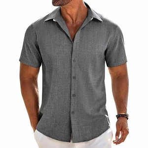 COOFANDY Button Down Shirt Short Sleeve Casual Shirts Linen Shirts - 1 of 4