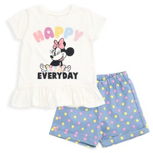 Disney Minnie Mouse Baby Girls T-Shirt and Shorts Outfit Set Infant to Toddler - 1 of 4