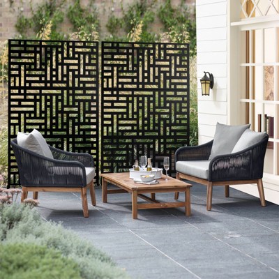 Neutypechic Metal Outdoor Privacy Screen Freestanding Patio Decorative ...