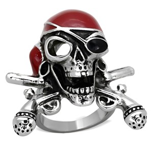Slickblue Stainless Steel Skull Ring for Men, Polished with Siam Epoxy, Biker Statement Style, Size 8-13 - 1 of 4