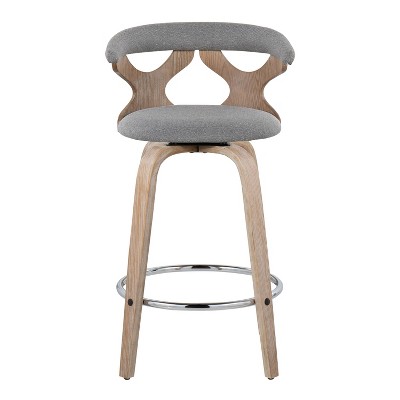 Gardenia Gray Swivel Counter Stools with Chrome Footrest, Set of 2