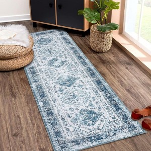 Vintage Area Rug, Low-Pile Ultra-Thin Stain Resistant Carpet with Non-Slip Backing for Living Room, Bedroom, Pet & Kid Friendly - 1 of 4