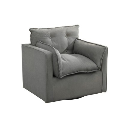 coucheta Soft Velvet Swivel Chair Extra Wide Barrel Chair Thick Cushion Armchair Modern Lounge Chair Comfortable Fabric for Living Room Bedroom