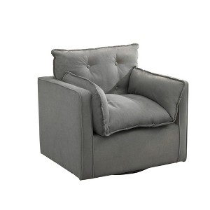 35 Inch Upholstered Swivel Accent Chair with Back Support Pillow,Modern Square Armchair,Fully Assembly Reading Chair for Living Room,Nursery,Bedroom - 1 of 4