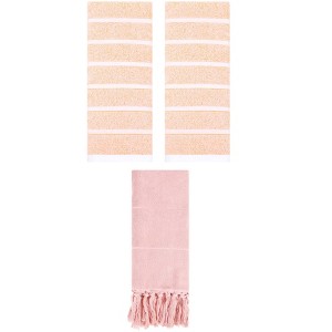 REGALWOVEN 3 Packs Striped and Solid Absorbent Soft Cotton Hand Towel for Bathroom - 1 of 4