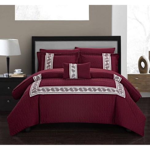 burgundy comforter set queen