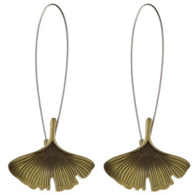 Evideco French Home Goods Magnetic Metal Curtain Tiebacks with Ginkgo Leaf Design – No Installation Needed