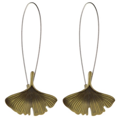 Evideco French Home Goods Magnetic Metal Curtain Tiebacks with Ginkgo Leaf Design – No Installation Needed - image 1 of 4