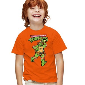 Teenage Mutant Ninja Turtles Retro Mikey Youth T Shirt, Orange - 1 of 4