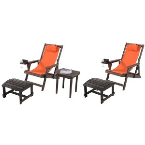 Jiallo Romantic Collection Canvas Sling Chair with Cup and Wine Holder and Ottoman (Set of 5) - 1 of 4