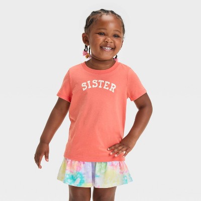 Image of Toddler Girls' Short Sleeve Sister Graphic T-Shirt - Cat & Jack™ Orange 2T