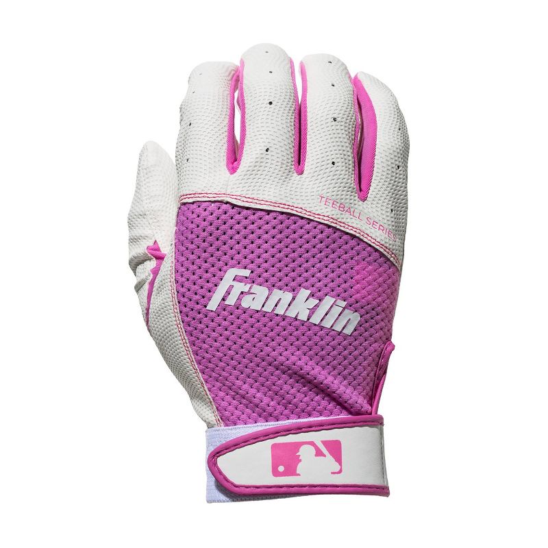 Franklin Sports Youth Tee ball Flex Series Batting Gloves - White/Pink - XS, 2 of 3