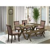 HomeStock 6-Piece Rectangle Distressed Jacobean Finish Solid Wood Top Dining Table with 1-Bench, 4-Chairs - 2 of 4