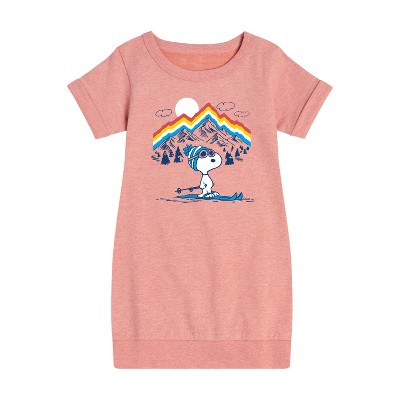 - Peanuts - Snoopy Mountain Retro Graphic Short Sleeve Fleece Dress