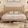 Queen Size Wood Platform Bed, Bed with Gourd-Shaped Retro Headboard and Natural Wood Finish Frame, Wooden Slat Support-Baofuwish - 3 of 4