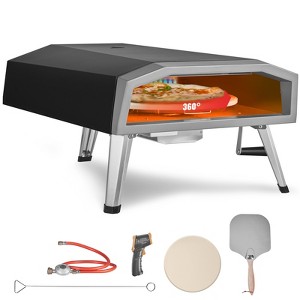VEVOR Outdoor Pizza Oven, 16-inch, Gas Fired Pizza Maker, Portable Outside Stainless Steel Pizza Grill with 360° Rotatable Pizza Stone - 1 of 4