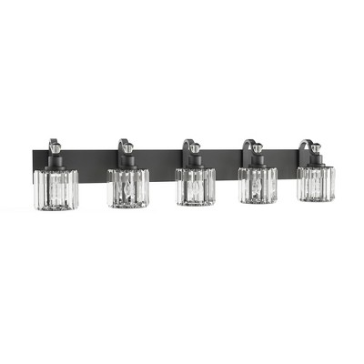 Crystal Matte Black Bathroom Vanity Light Modern Bathroom Vanity Light Fixtures Over Mirror Bath Wall Lighting, e26 Base