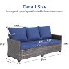 Tree City 3-Seat All-Weather Wicker Patio Sofa with Cushions, Outdoor Couch with High Curved Back, Brown PE Rattan and Steel Frame - 2 of 4