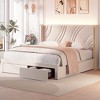 Merax Modern Velvet Upholstered LED Bed Frame with Wingback Headboard & Storage Drawers - 2 of 4