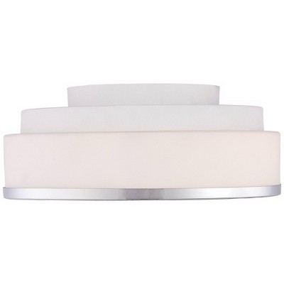 Sleek Chrome 14" Modern Drum Ceiling Light with Opal Glass Shade
