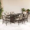 vidaXL 7 Piece Patio Dining Set - Brown Poly Rattan, Cushions - Backyard, Garden, Outdoor - 2 of 4