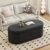 NicBex 40" Chenille Oval Storage Ottoman Bench,Foot Stool with Safety Hinges,End of Bed Storage Bench for Bedroom,Living Room & Entryway - 4 of 4