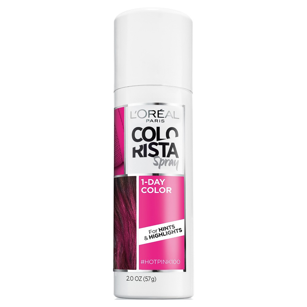 Photos - Hair Dye LOreal L'Oreal Paris Colorista 1-Day Hair Color Spray - Hot Pink - 2.0oz 