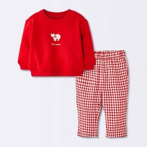 Baby Boys' Holiday Cozy Friends Set - Cloud Island™ Red Newborn