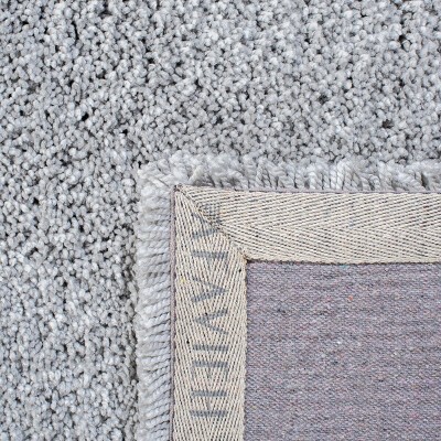 Luxurious Silver Shag 3'x5' Hand-Tufted Rectangular Rug