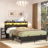 Aheaplus Full Bookcase Bed with Storage Slide Bedside Shelf and Charging Station & LED Light - 2 of 4