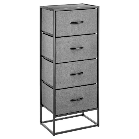 Mdesign Steel Dresser Storage Tower With 4 Fabric Drawers - Gray : Target