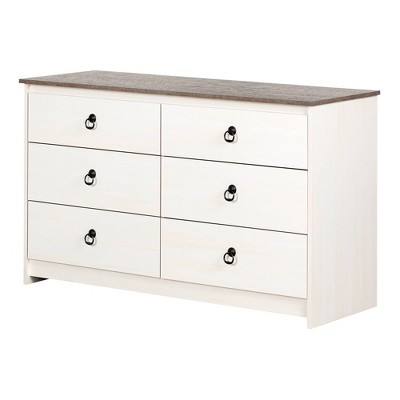 Plenny 6 Drawer Double Dresser White Wash/Weathered Oak - South Shore
