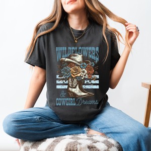 Simply Sage Market Wildflowers Cowgirl Dreams Garment Dyed Tee - 1 of 4