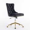 CAVINAS Velvet Upholstered Tufted Button Office Chair, Adjustable Swivel Desk Chair with Golden Metal Base and Universal Wheels - 2 of 4