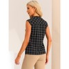 Allegra K Women's Sleeveless Button Down Summer Casual Tartan Shirt - 3 of 4