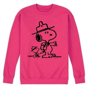 Men's - Peanuts - Snoopy and Woodstock Beagle Scout Pals Graphic Fleece Sweatshirt - 1 of 4
