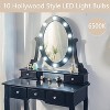 Acekool Modern Vanity Set with Lighted Mirror, 5 Drawers and Cushioned Stool, Makeup Dressing Table for Bedroom, Girls and Women, White - 2 of 4