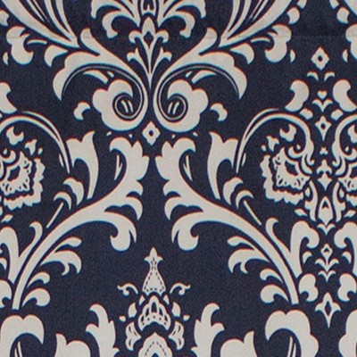 Navy and White Cotton Damask Window Valance