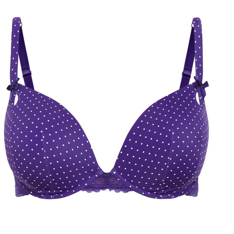 Women's Plus Size Mounia Push Up Print Bra - purple spot | CITY CHIC, 4 of 6