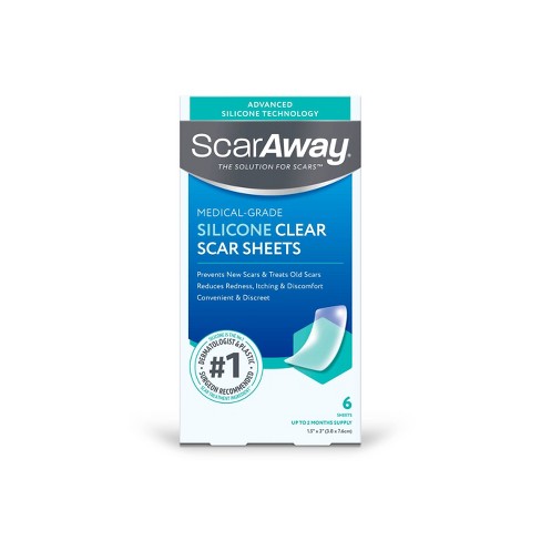  ScarAway Advanced Skincare Silicone Scar Sheets, Silicone Scar  Sheets for Body Scar, Surgical Scar, Burn Scar, Acne Scar and Keloid Scar  Treatment, 6 Sheets : Health & Household