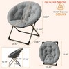 Living Room Saucer Chair, Faux Fur Comfy Folding Chair w/Metal Frame, Soft Plush Folding Lounge Chair, Reading Chair - 4 of 4